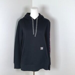 Ariat Rebar Black Hoodie Pullover Long Sleeve Men's MED Stitching On Sleeve